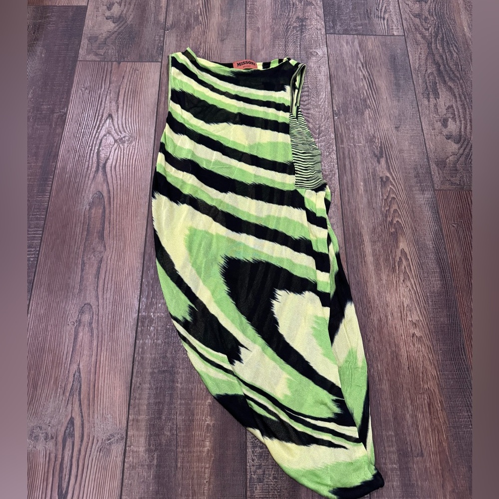 Missoni Spring 2022 Asymmetrical Lime Green and Black Top - Picture 3 of 6